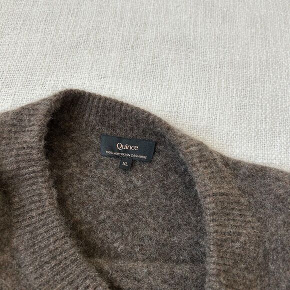 Quince 100% Mongolian Cashmere Crewneck Sweater Brown Women’s Size XL Soft Cozy - Picture 6 of 9